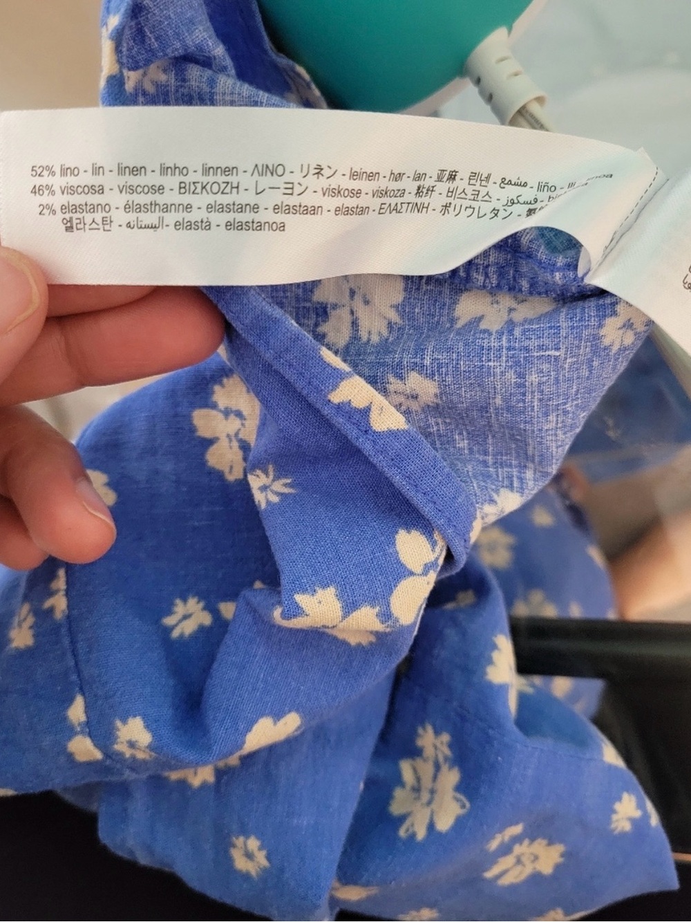 ZARA Blue Floral Linen Blend Cutout Mini Dress Summer Sundress M - Picture 6 of 9